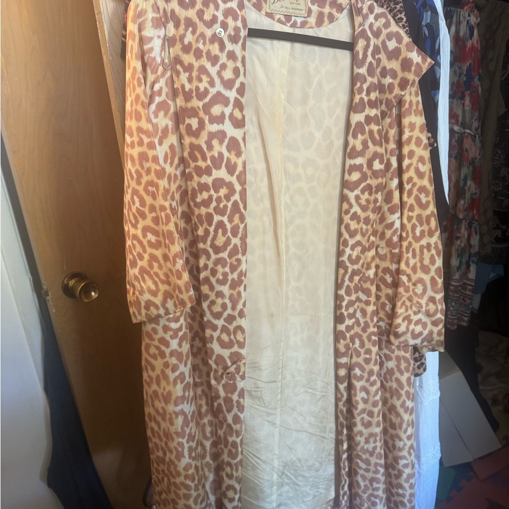 VINTAGE Debutogs New York Leopard Print Long RainCoat